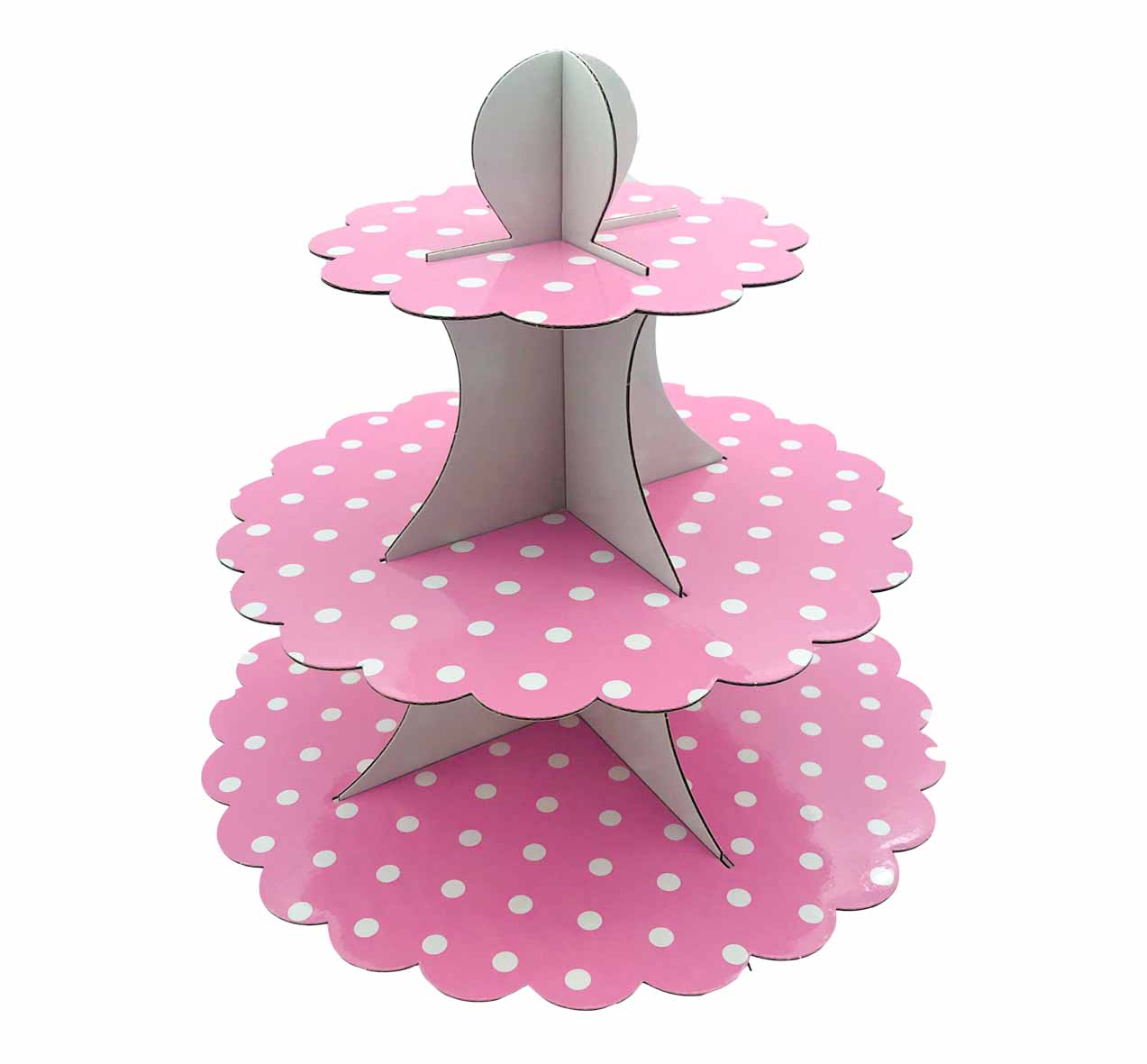 50404 Portadulces Modular de Cartón 3 Pisos Lunares Y Rayas Rosa Pastel Reversible 1U - Imagen 2