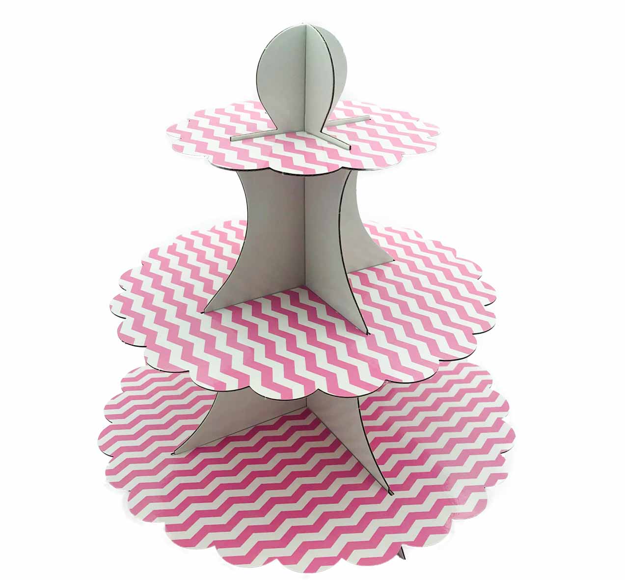 50404 Portadulces Modular de Cartón 3 Pisos Lunares Y Rayas Rosa Pastel Reversible 1U - Imagen 3