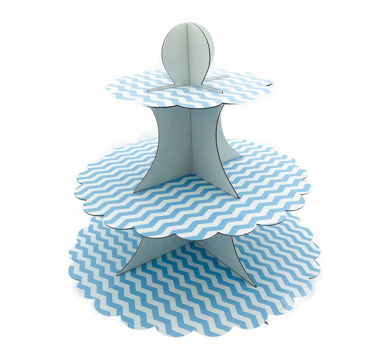 50403 Portadulces Modular de Cartón 3 Pisos Lunares Y Rayas Azul Pastel Reversible 1U - Imagen 3