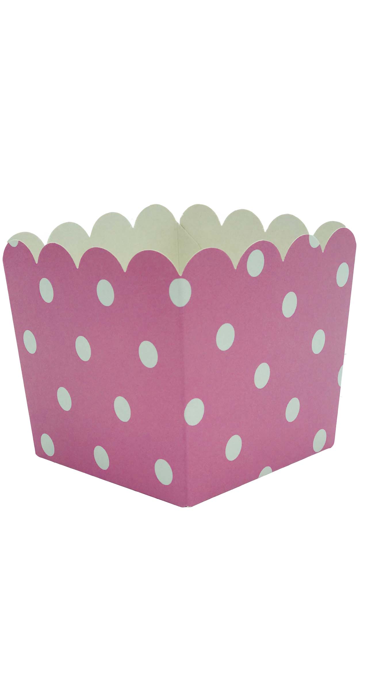 50382 Cajita Para Cóctel 10X10X8,5CM Lunares Rosa Pastel 3U